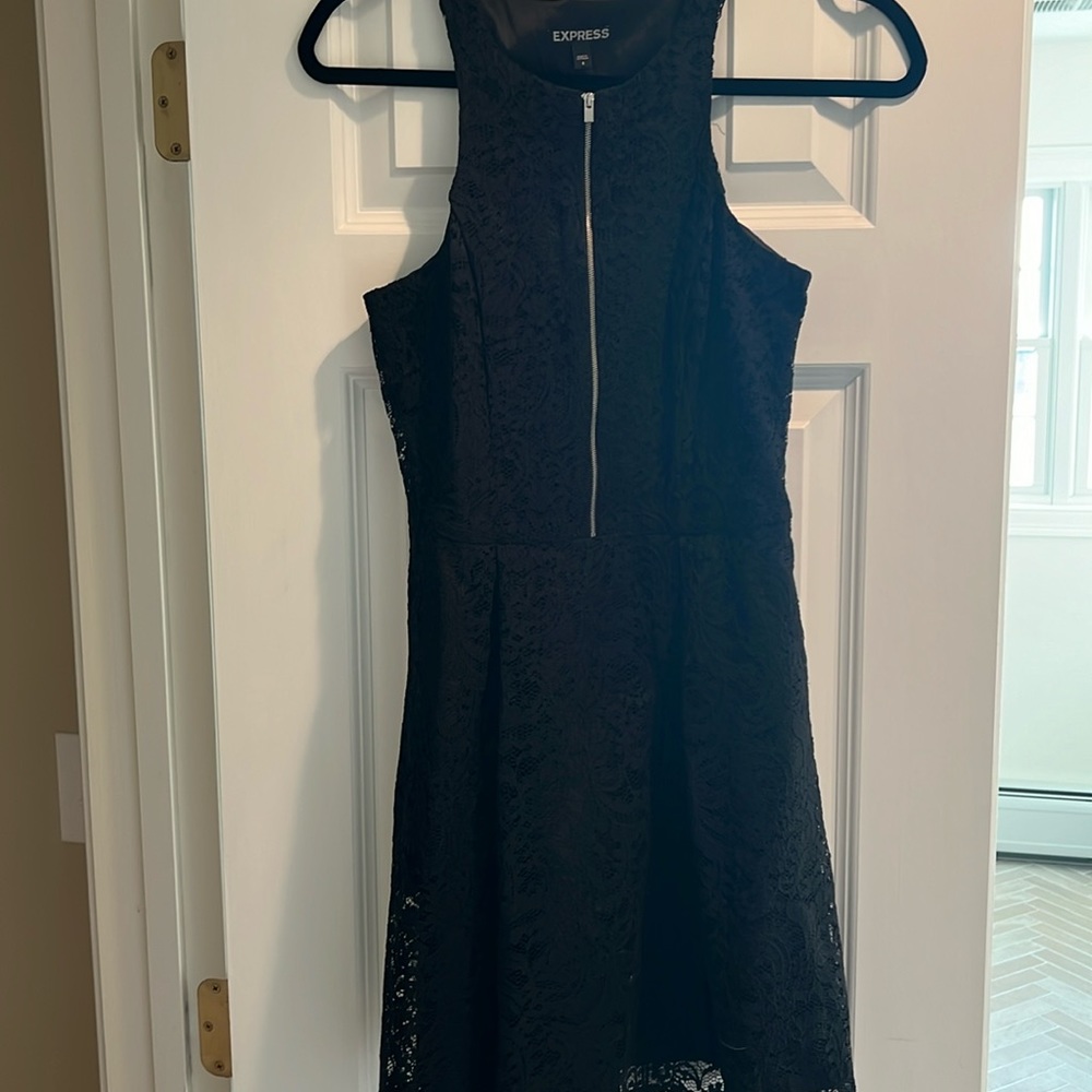 Express lace skater dress with zipper